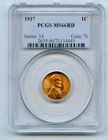 1937 Lincoln Wheat Cent 1c PCGS MS66 RD
