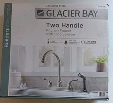 Glacier Bay Builders 2-Handle Standard Kitchen Faucet w/ Sprayer Stainless Steel