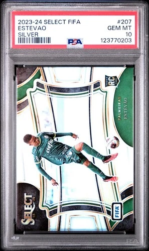 2023-24 Panini Select FIFA Field Level Estevao #207 Silver Prizm Rookie PSA 10
