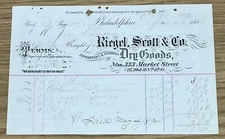 1882 Riegel Scott & Co Billhead Receipt Philadelphia Dry Goods