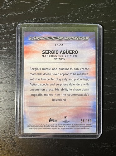 2018 Topps Champions league Chrome Lightning Strike Gold - Sergio Aguero #36/50 - Picture 2 of 2