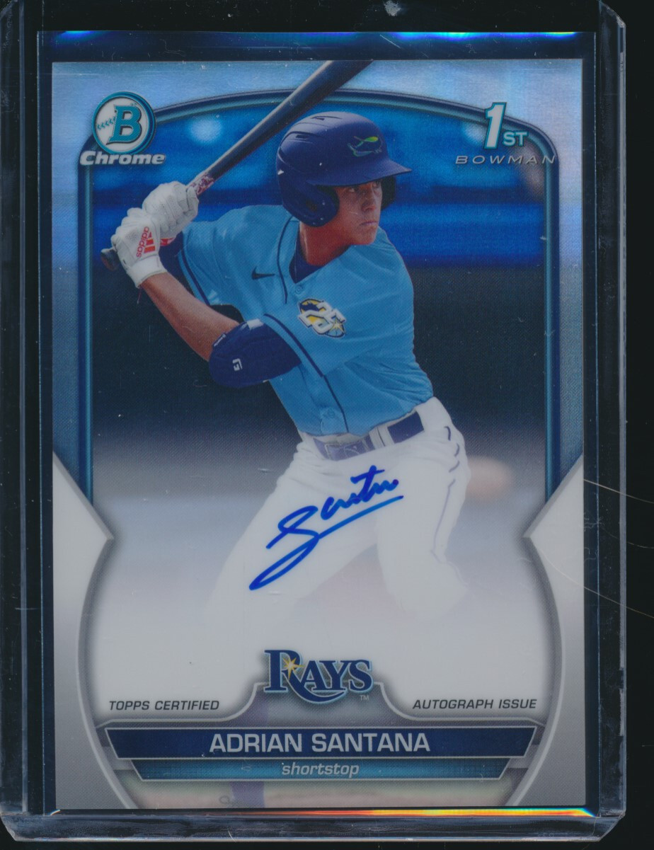 ADRIAN SANTANA AUTO 1st 2023 Bowman Chrome Draft REFRACTOR #/499 RAYS Rookie RC