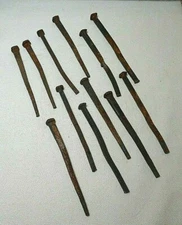 LOT/12 ANTIQUE 5" SQUARE HEADED SPIKES
