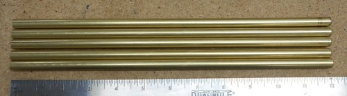 (5) pieces 360 SOLID BRASS round stock 3/8" (0.375) 12" RND rod - cutoffs