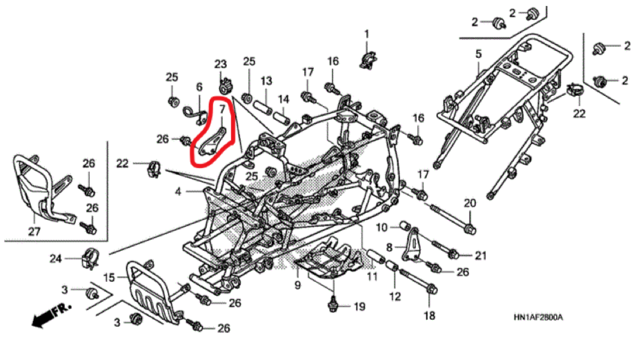 HONDA TRX 400EX, 400X RIGHT FRONT ALUMINUM MOTOR, ENGINE MOUNT