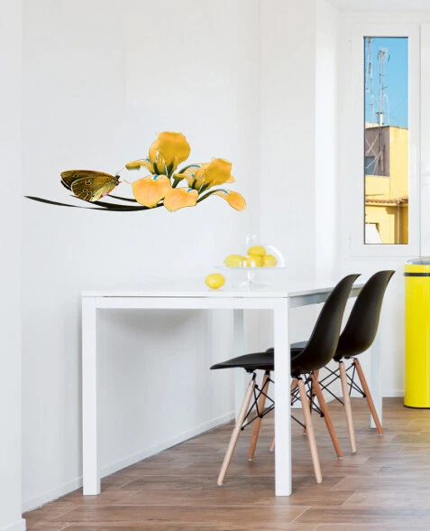 Iris Flowers vinyl sticker, Butterfly Decal, Flowers Sticker, Flowers Wall Decor - Image 3 of 4