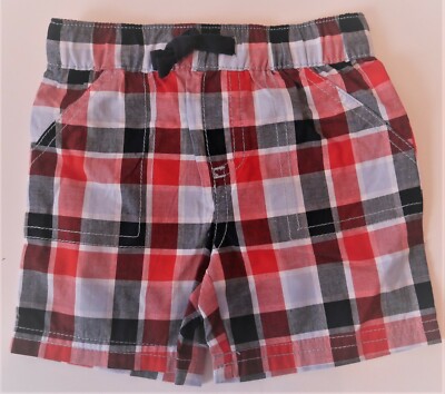 TARGET BOYS INFANT 100% COTTON PLAID BLUE RED SHORTS SIZE 18 MON USED