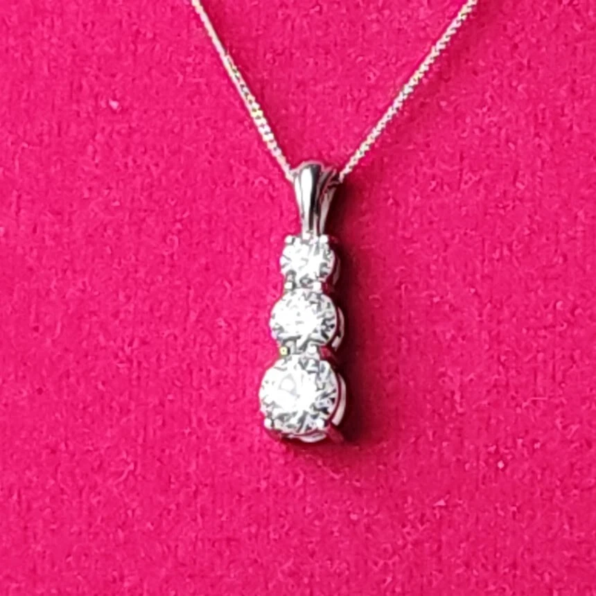 Cadena con 2 Colgantes de Diamantes Swarovski Circonitas 925 J. Francis 18" Foto 3 de 4