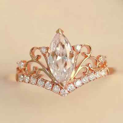 V Shape Band 2.60 CT Moissanite Marquise Shape Anniversary Ring For His Wife