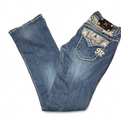 Miss Me blue bootcut embellished low rise jeans JE8032BL Size 26