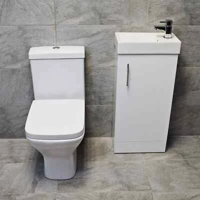 Vanity Unit Cloakroom Suite Sindee Rimless Toilet with 400mm Bathroom Unit White