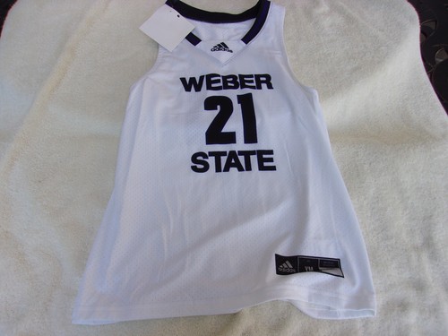 NWOT Adidas basketball jersey, youth M, white, polyester, Weber State - Picture 1 of 5