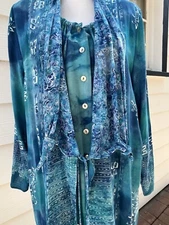 New CAROLE LITTLE VTG Women Petites Blue Blazer Sz 10 w/ Tank Top Sz 8 Set NWT