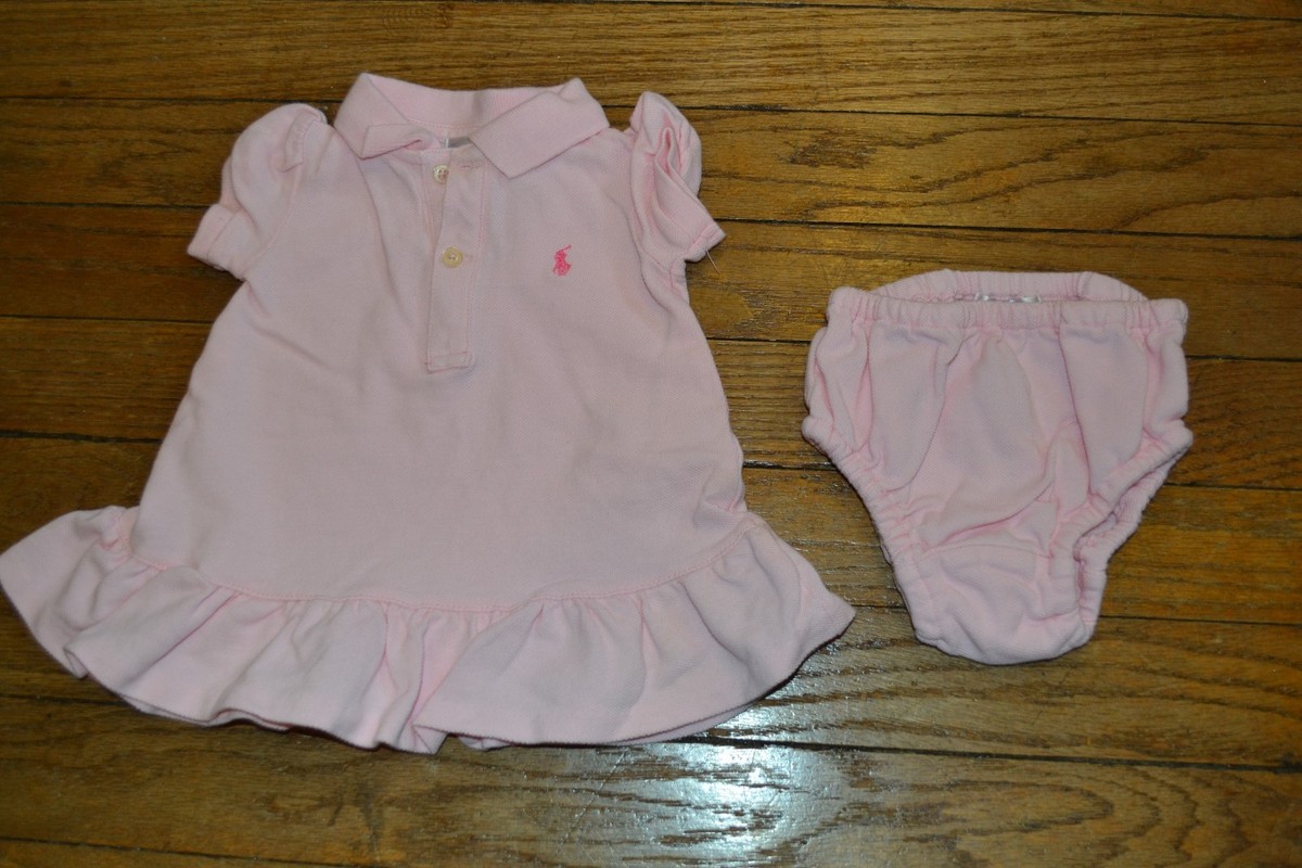 Ralph Lauren Polo Pink Dress & Diaper Cover Size 3 Months