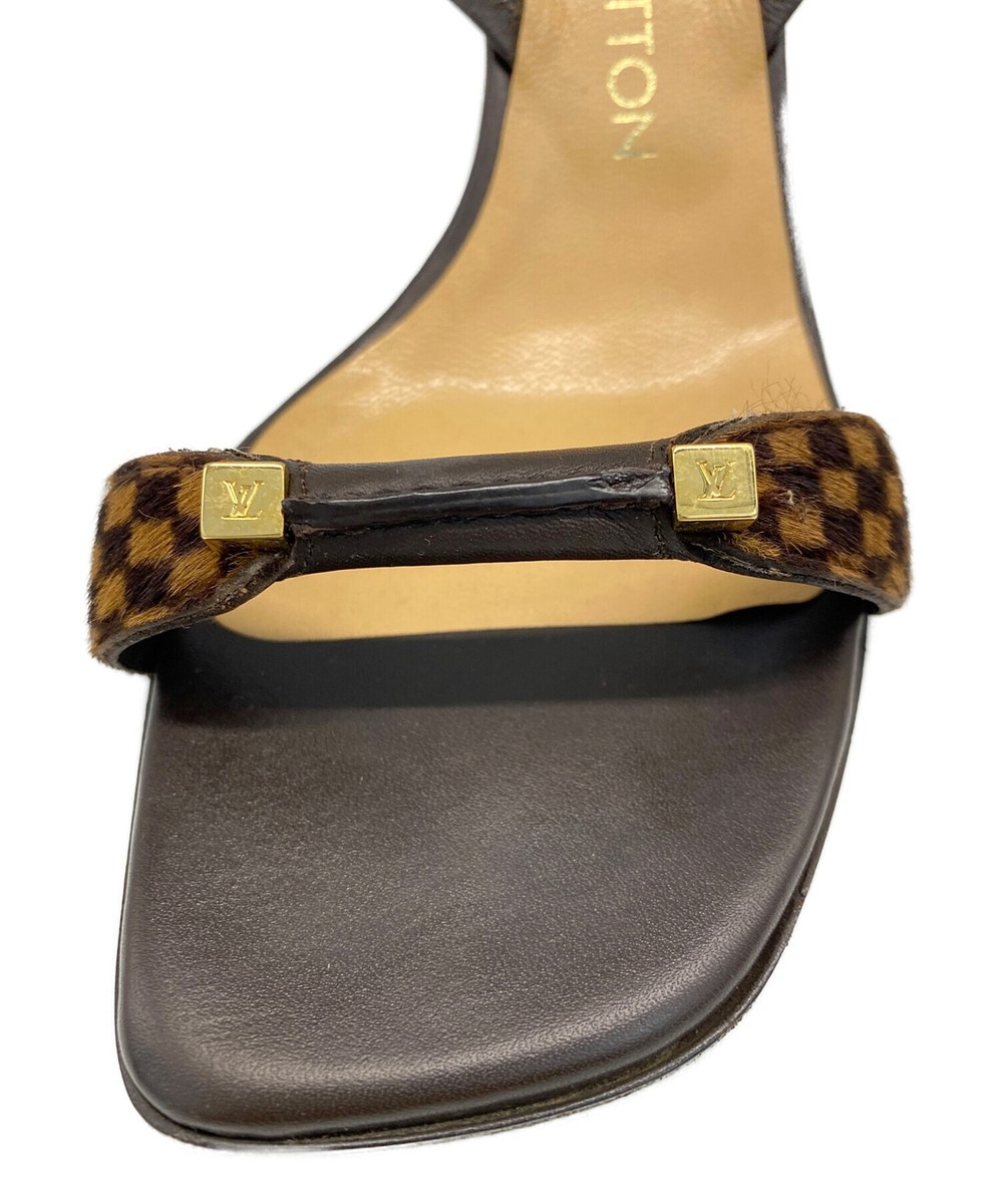 LOUIS VUITTON Damier Heel Sandals Size 37.5 Mule Brown Slingback