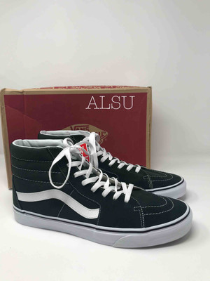 vans old skool scarab green & white skate shoes