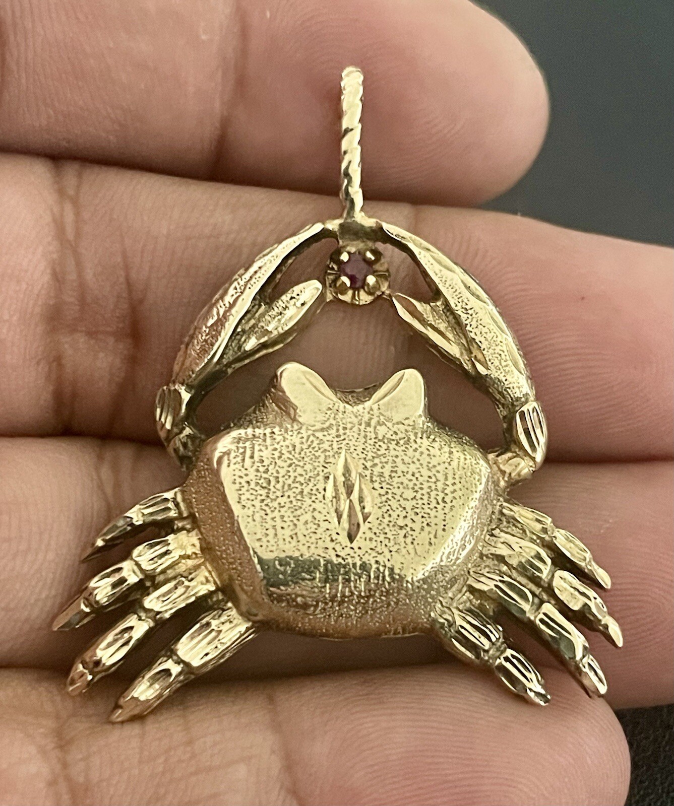 14K Yellow Gold Crab Pendant with 2pt Ruby (PB9) | eBay