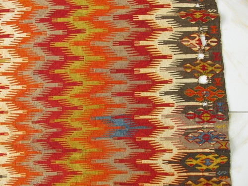 Antique Worn Tapestry Kilim 19th C Wall Rug Runner Rug Natural Dye Antique Decor - Picture 9 of 18