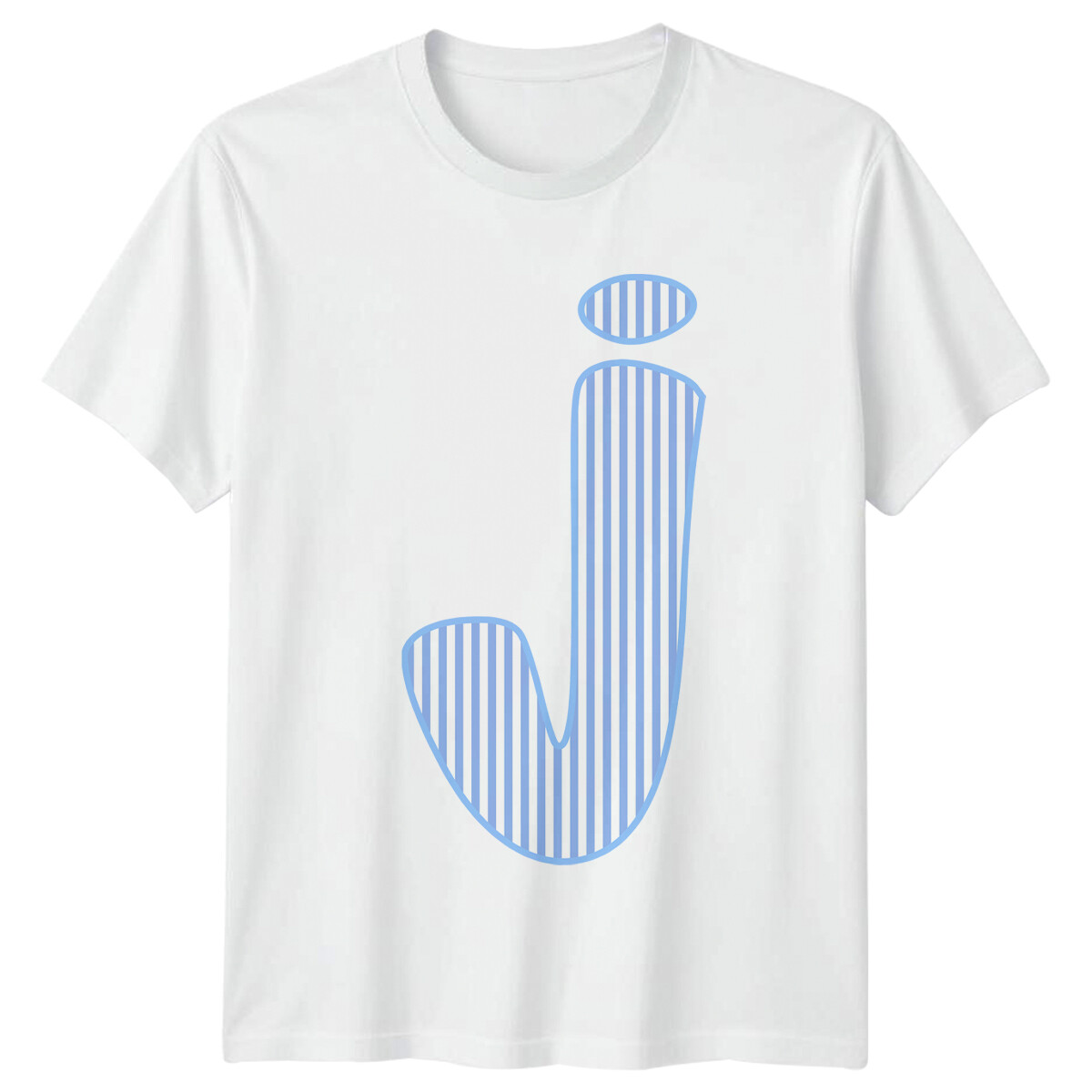 Camiseta azul letra J rayas alfabeto hombre mujer camiseta gráfica unisex