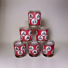 Libby Old Fashioned Glasses Schwin Bicycle 10 1/2 oz Safedge set of 6 VINTAGE