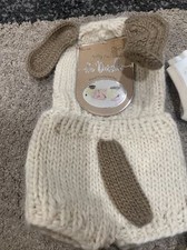 So Dorable Hand Crocheted Infant Hat Bottom Set 0-3m Puppy Ears Tail Bonus Sets