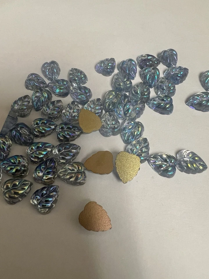 ALEMANIA OCCIDENTAL VINTAGE LT. ZAFIRO AB CRISTAL JOYA HOJA LAMINADA 10x6 mm (36 piezas) Foto 2 de 3