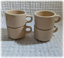 Homer Laughlin Coffee Cup Mug Restaurant Ware Tan Stackable 1966 MCM Made In USA