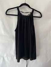 Anthropologie Doe&Rae Top Black Size S Polyester Tie  Ruffle Back