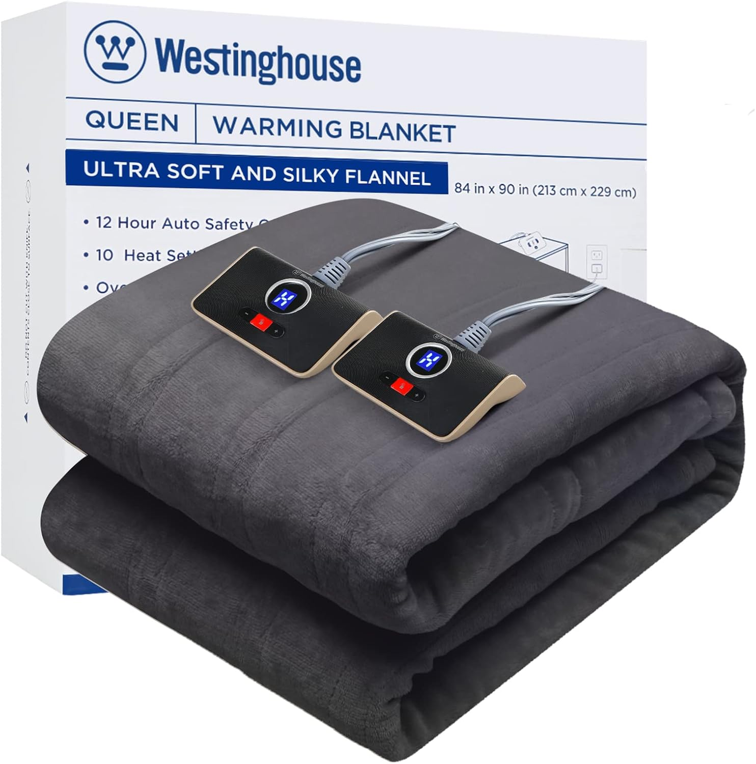 Heated Blanket Queen Size, Electric Heating Blanket with 10 Heating Levels, 1-12