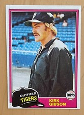 1981 Topps Kirk Gibson Rookie Card  #315 - Excellent Condition, Crisp Corners