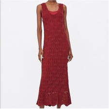Zara Sleeveless Crocheted Bodycon Maxi Dress