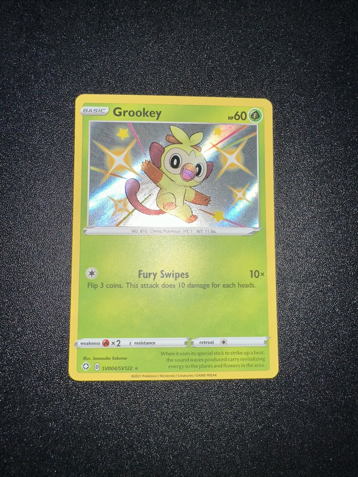 Pokémon TCG Grookey SV004/SV122 Shining Fates Shiny Holo Rare NM