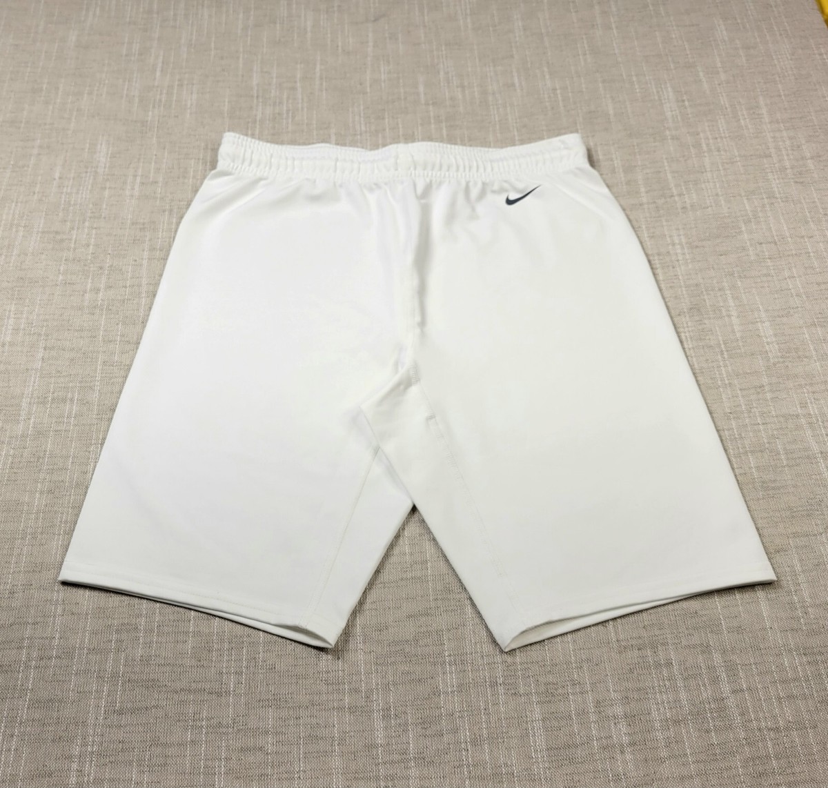NIKE Pro Elite Shorts Half Tights Large XL Mens White Gray Running
