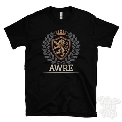 AWRE FANTASY COAT OF ARMS T-SHIRT novelty parody family name crest