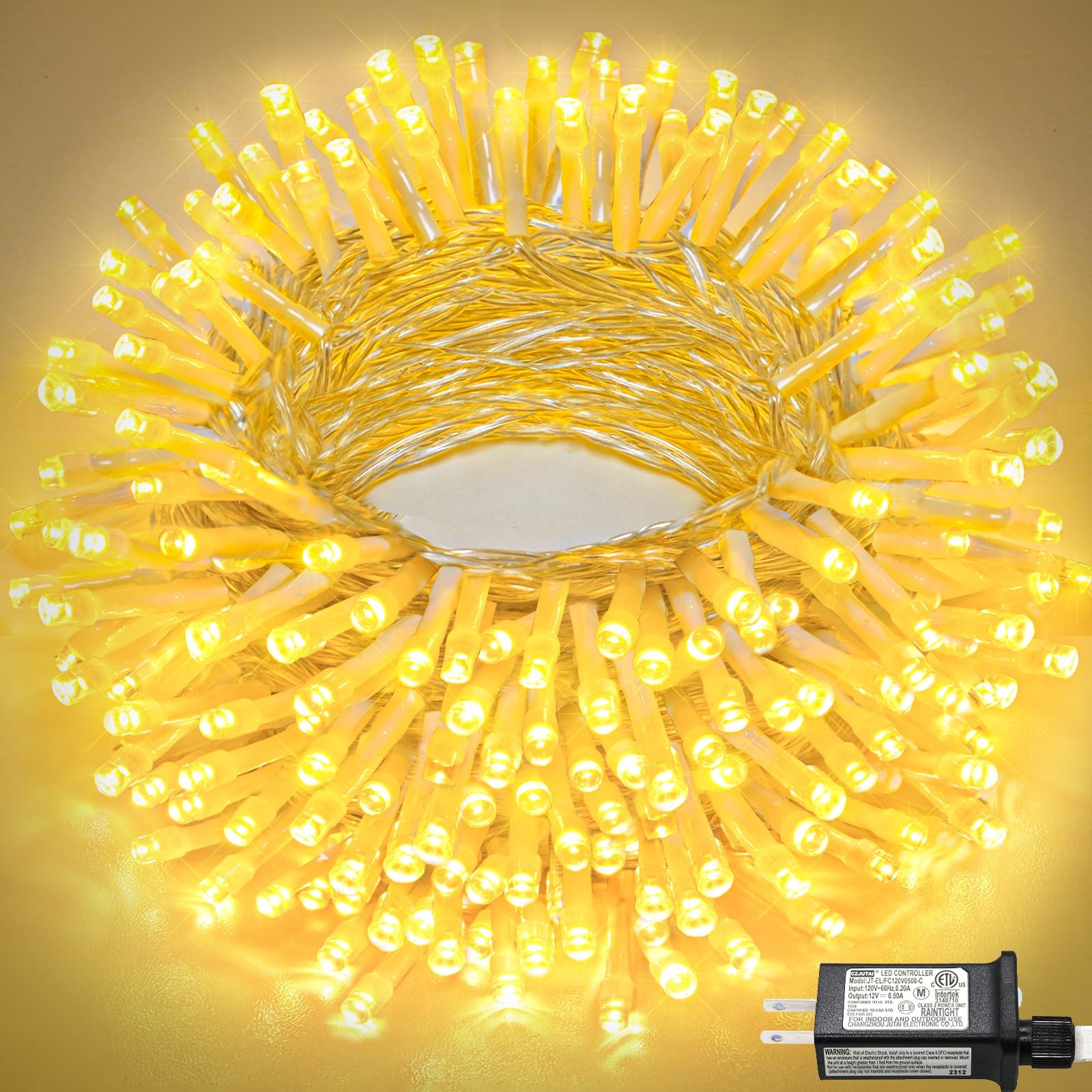 66FT 200 LED Warm White Christmas Lights for Indoor & Outdoor Decor