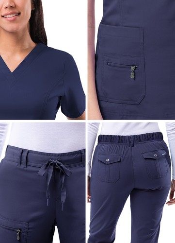 Adar Uniforms Women's Scrub Set - Enhanced V-Neck Top/Multi Pocket Pants - Picture 33 of 126