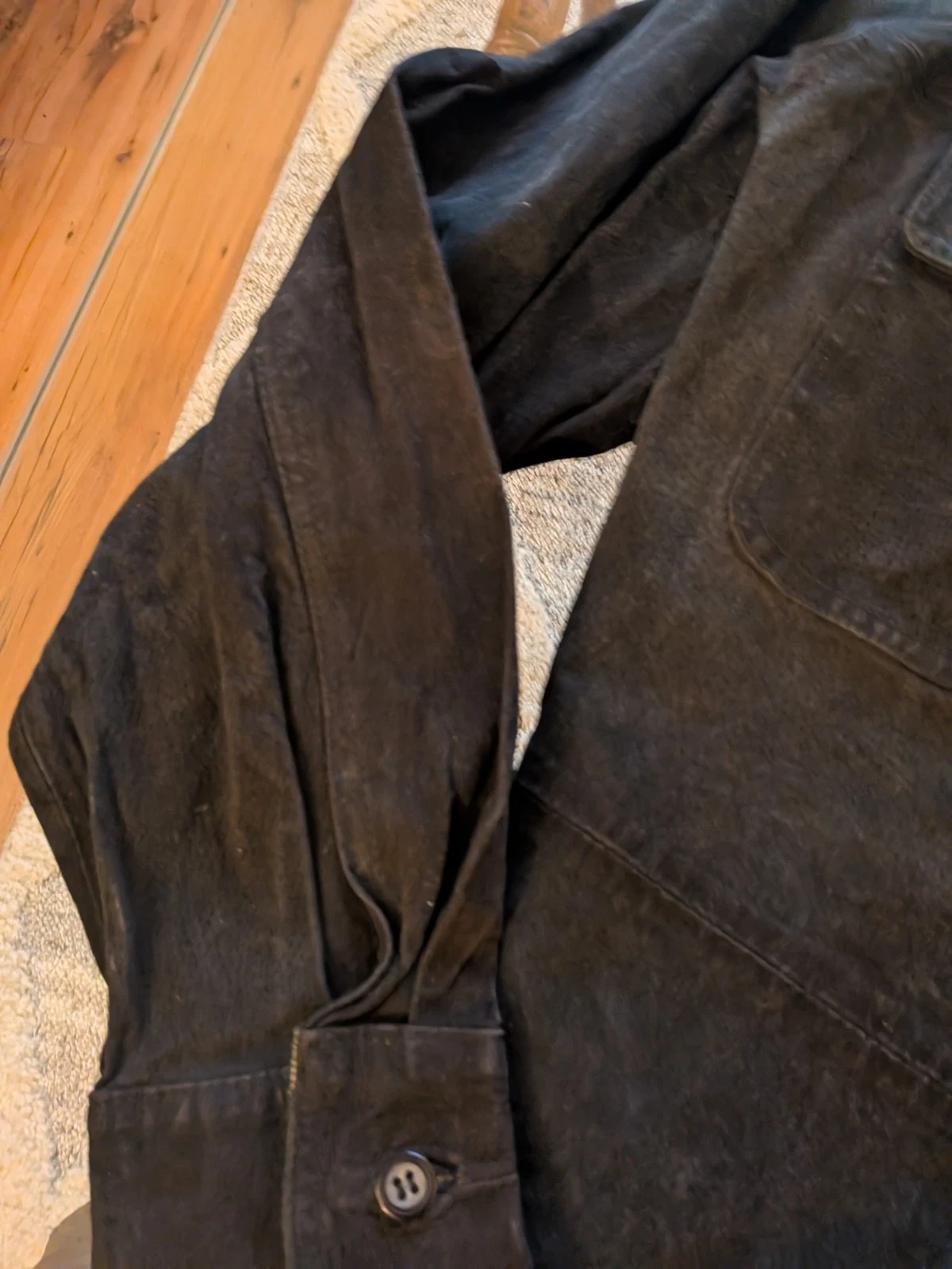 Vintage KS Leather Jacket Mens Large Cowboy Western Grunge Button Up Clean! - product detail image 4