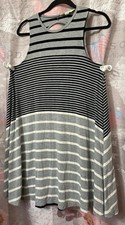 AMERICAN EAGLE Soft & Sexy Gray/Black/White Striped Sleeveless Swing Dress Sz S