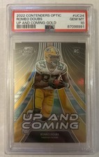 2022 Contenders Optic Romeo Doubs Rookie Up And Coming Gold /10 PSA 10 Patriots