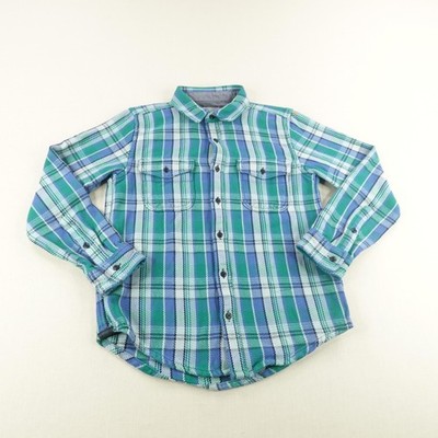 Outerknown Shirt Mens Small Blue Green Plaid Organic Cotton Flannel Heavyweight