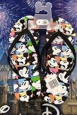 Disney Parks Mickey Mouse Flip Flops Colorful All Over Print Sandals Size 7 New