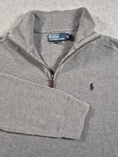 Vintage Polo Ralph Lauren Sweater Mens Medium Gray 1/4 Quarter Zip Pullover