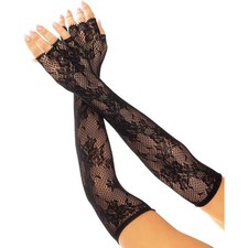 Leg Avenue Seamless Lace Gloves Opera Length Floral Fingerless Women's Chic NWT