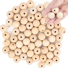 Wood Beads 65 Pack 25mm 1 Inch Natural Unfinished Round Spacer DIY Jewelry Craft