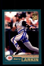 Signed Baseball Card Auto Barry Larkin 2001 Topps #195 Cincinnati Reds