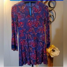 AMERICAN EAGLE High/Low Dress, Dark Blue w/ Floral Pattern, Medium, NWOT (CL04)