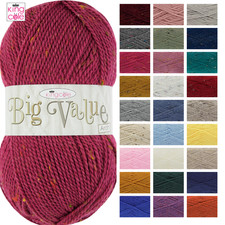 King Cole Big Value Aran Wool 100g Acrylic Knitting Yarn Wool - All Colours