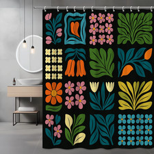 Boho Floral Shower Curtain for Modern Bathroom Decor