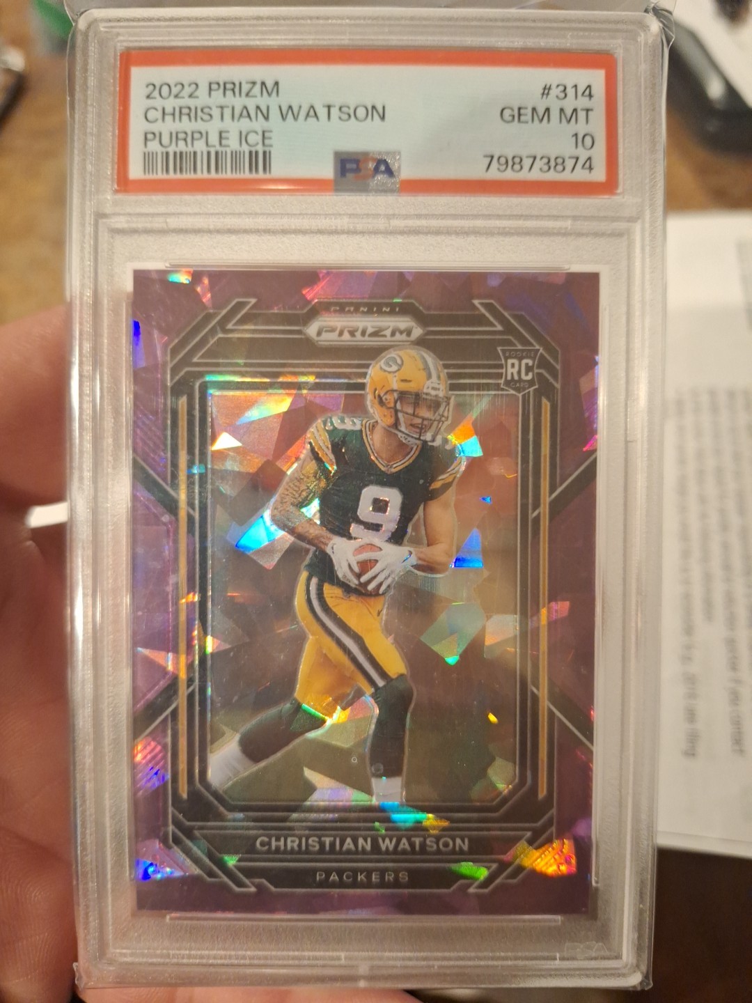 2022 Panini Prizm - Rookies Christian Watson #314 Purple Ice Prizm /225 (RC)