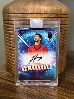 2023-24 Topps 3 Alperen Sengun Remarkable On Card Auto RED 4/5 Encased Rockets